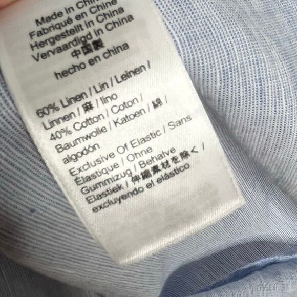 J. Crew Womens Smocked Midi Dress Large Baby Blue Linen Cotton Blend Summer - Picture 11 of 12